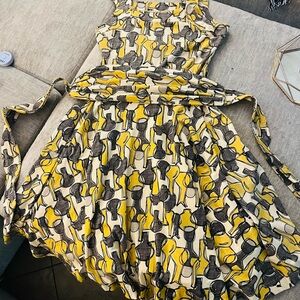 Effie's Heart Yellow and Black Midi Dress